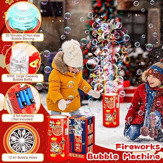 Automatic LED Bubble Machine for Kids with Bubble Liquid Refills, Rechargeable Bubble Blower Toy with Lights & Music,Party, Birthday & Outdoor Fun (Includes 1 Bubble Solution Bottles)