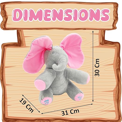 Peek-a-Boo Elephant Stuff Toy for Baby, Toddlers and Kids - Musical Soft Plush Animal Toy with Flappy Ears