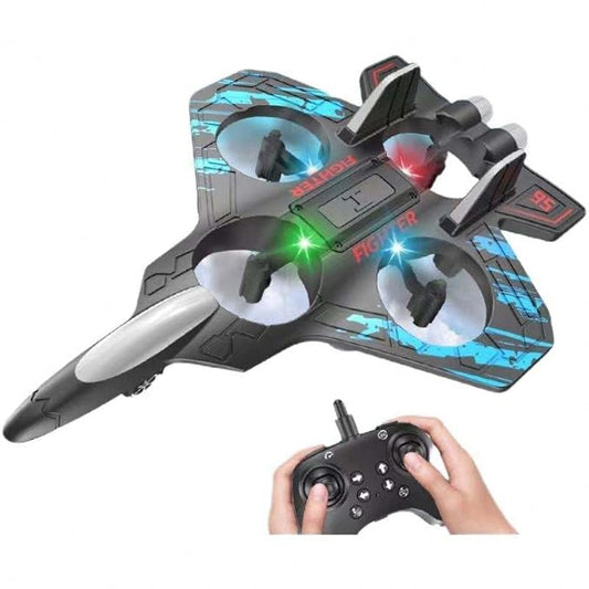 Fighter Plane RC Plane - 2.4 GHz Remote Controlled Fighter Plane || RC Airplane Easy to Fly Stable Jet Fighter Toys for Kids || LED Lights, 360 Degree Hovering Airplane and Stun Roll