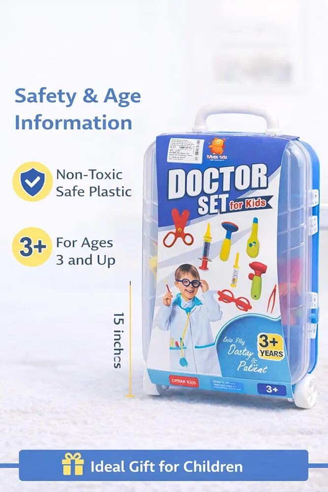 Kids Doctor Play Set with Carry Case, Children's Pretend Doctor Kit, Medical Toy Set with Accessories, Educational Role-Playing Toy for Boys and Girls (3+ Years)