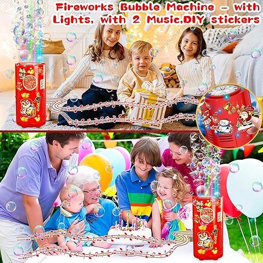 Automatic LED Bubble Machine for Kids with Bubble Liquid Refills, Rechargeable Bubble Blower Toy with Lights & Music,Party, Birthday & Outdoor Fun (Includes 1 Bubble Solution Bottles)