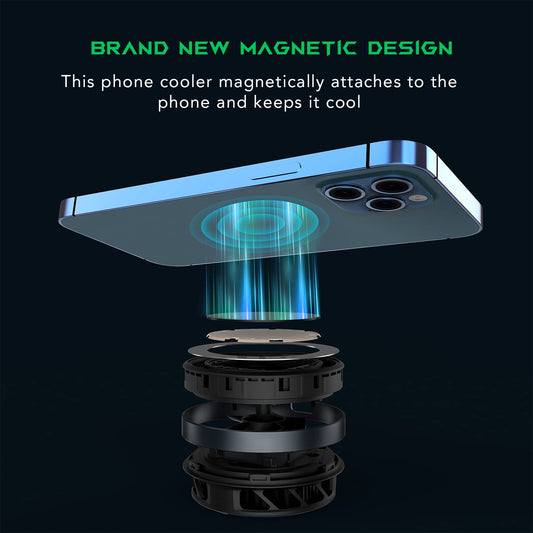 Black Shark Phone Cooler Magnetic Cooler, iPhone 11 12 13 14 Series MagSafe Compatible, Cell Phone Cooling Fan Portable Phone Radiator Cooling Fan, Gaming Semiconductor Cooling for Android/Tablet/iPad