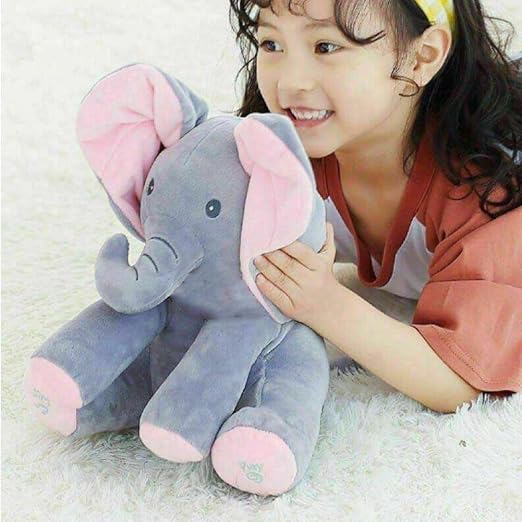 Peek-a-Boo Elephant Stuff Toy for Baby, Toddlers and Kids - Musical Soft Plush Animal Toy with Flappy Ears