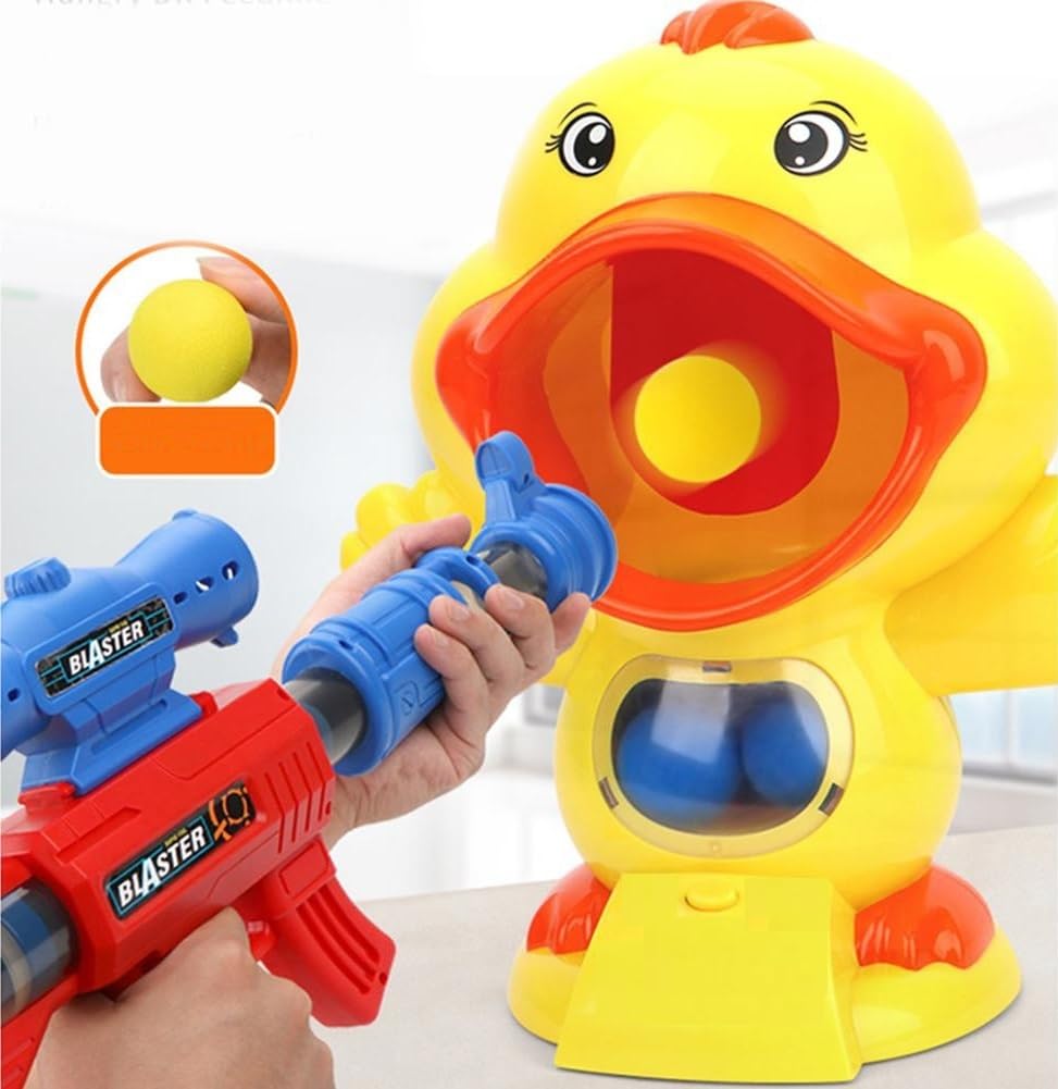 Hungry Duck Feeding Game with Air Pressure Toy Gun Shooting Games Score Sound 8 Soft Foam Balls Toys for Kids 3-10 Years Old | Best for Birthday Gifts | Kids Indoor Play Toy