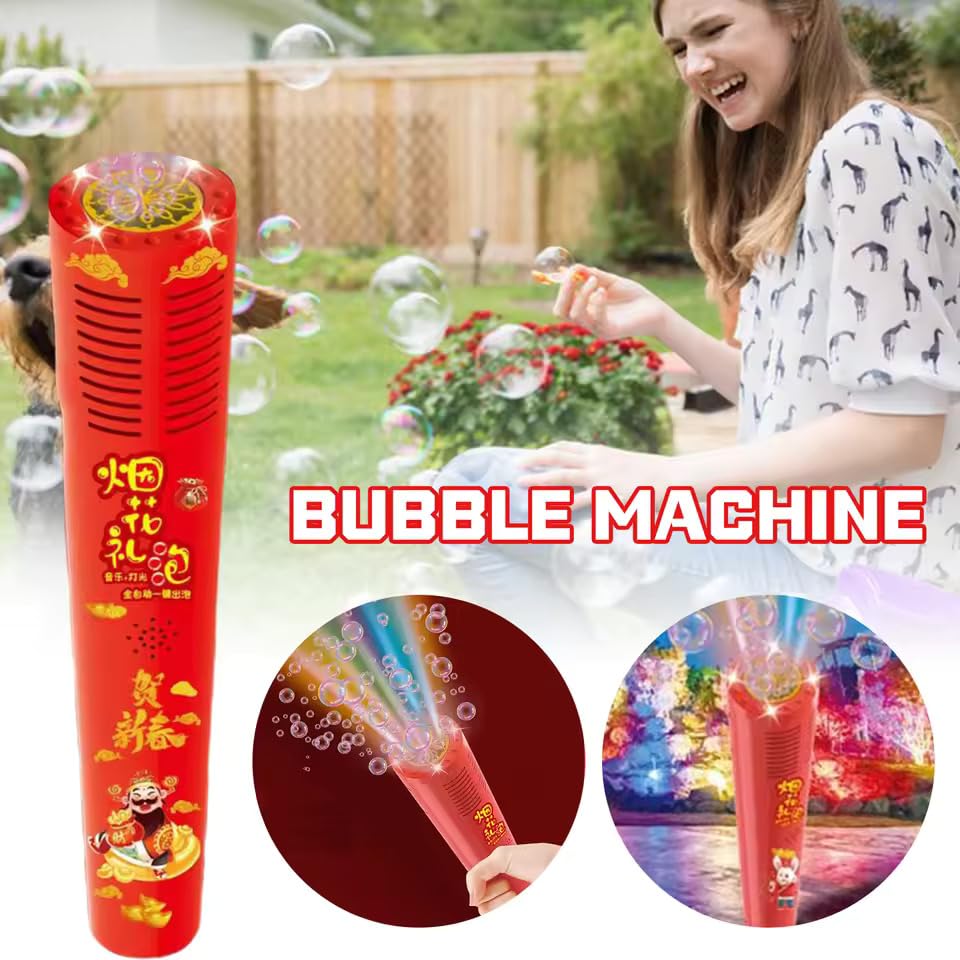 Automatic LED Bubble Machine for Kids with Bubble Liquid Refills, Rechargeable Bubble Blower Toy with Lights & Music,Party, Birthday & Outdoor Fun (Includes 1 Bubble Solution Bottles)
