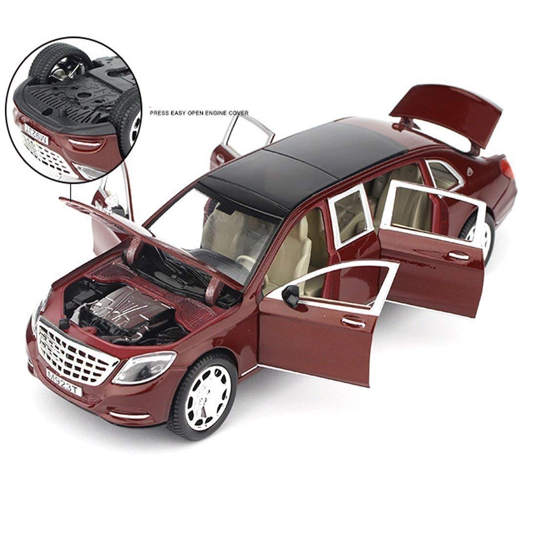 1:32 Scale Exclusive Alloy Metal Pull Back Die-cast Car Model with Sound Light Mini Auto Toy for Kids Metal Model Toy Car with Sound and Light? (Maybach S 600 Limousine - Multi-1)