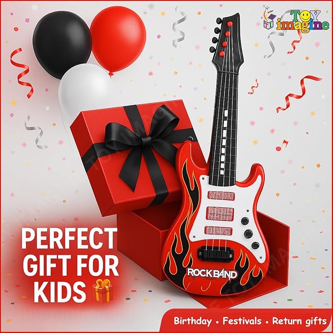 17" Toy Guitar for Kids with Music, Light & Nylon Strings | Musical Instrument Toy for 2–10 Years Boys & Girls | Beginner Kids Guitar for Musical Engagement & Early Learning
