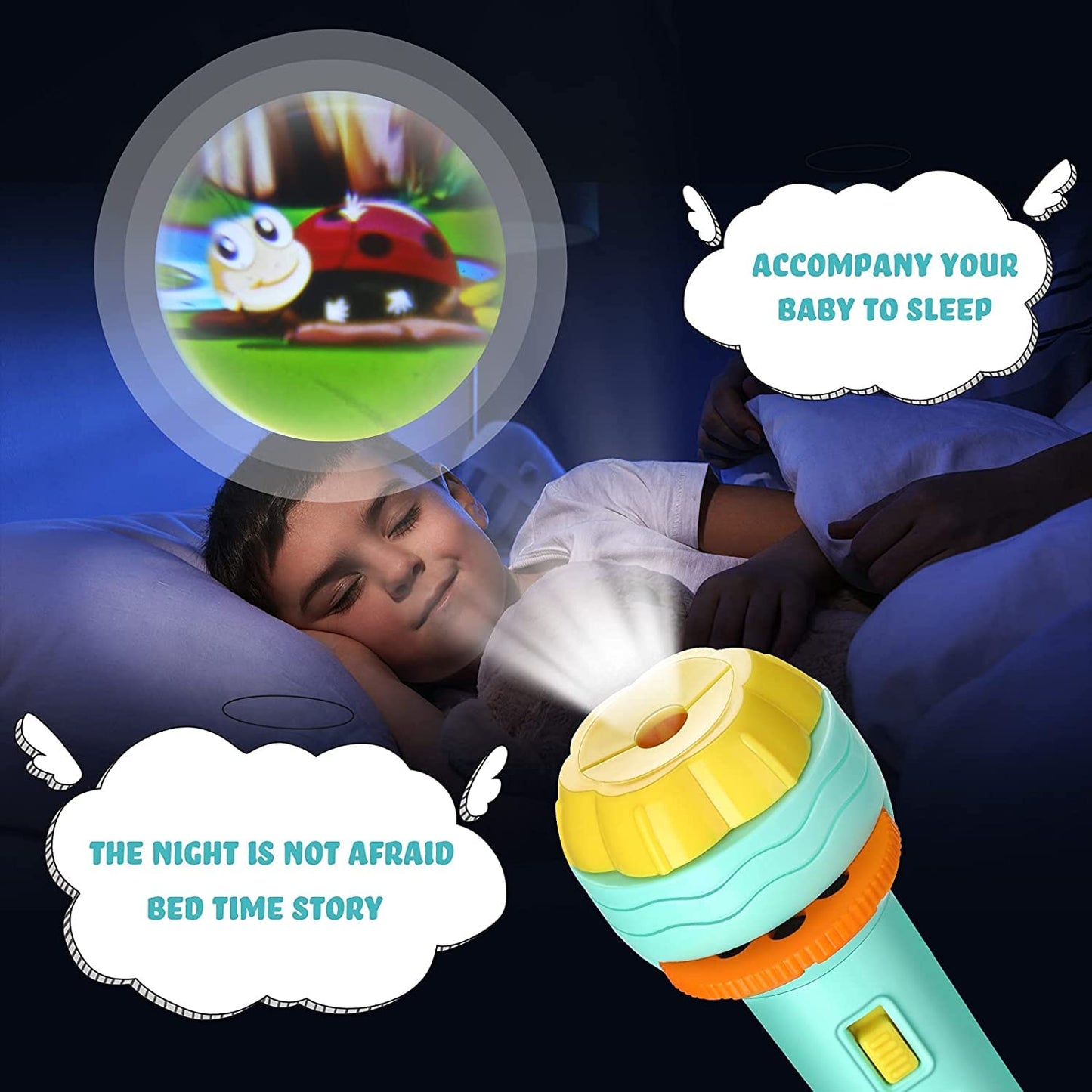 Bedtime Fun Kids Slide Projector Torch, Premium ABS Materials, Easy-to-Use Interchangeable Slides, Versatile Flashlight for Nighttime Safety, The Perfect Sleep Companion for Children