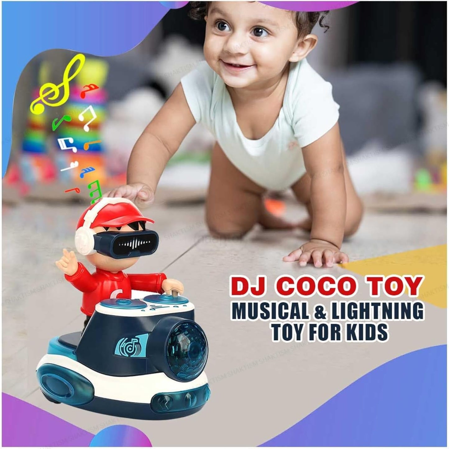 DJ Coco Musical Toy with LED Lights, Bump & Go Action, Moving Tyres, Sound Effects for Kids