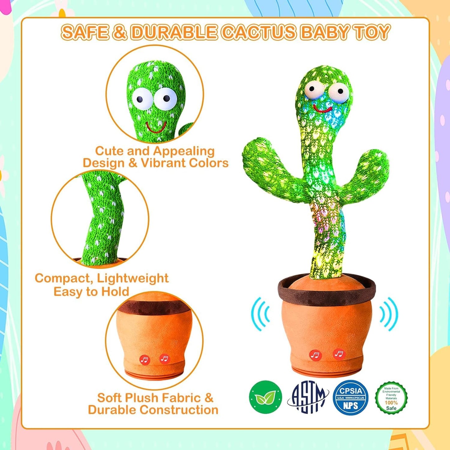 Talking Cactus Baby Toys for Kids Dancing Cactus Toys Can Sing Wriggle & Singing Recording Repeat What You Say Funny Education Toys for Children Playing Home Decor for Kids