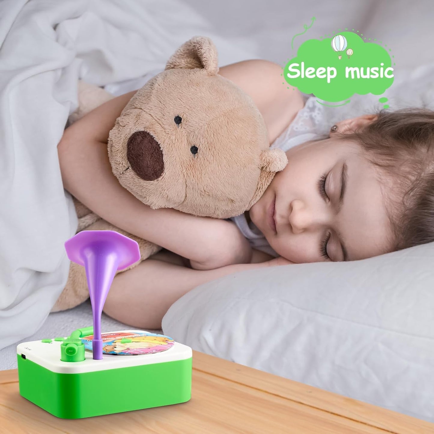 Kids Gramophone with 95 Cards, Children's Phonograph Story Music Player Gift Boys Girls,Toddler Toys Early Childhood Educational Toy Gift Birthday 3-6 Years Old - Multicolor